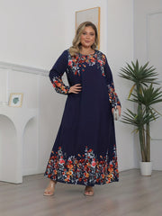  Floral Print Long Sleeve Maxi Dress