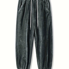 Men's Plush Thermal Sweatpants Pocket Jogger Pants