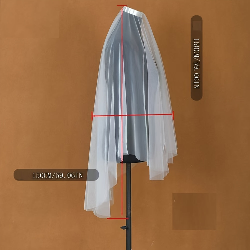 Single Layer Nude Bridal Veil Soft Polyester with Comb