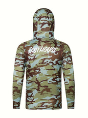 Men's Camo UPF 50 Sun Protection Hooded Jacket Quick Dry Rash Guard