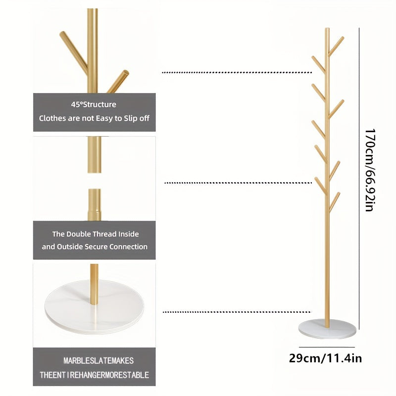 Tree Coat Rack Stand with Decorative Base for Hallway Entryway Coat