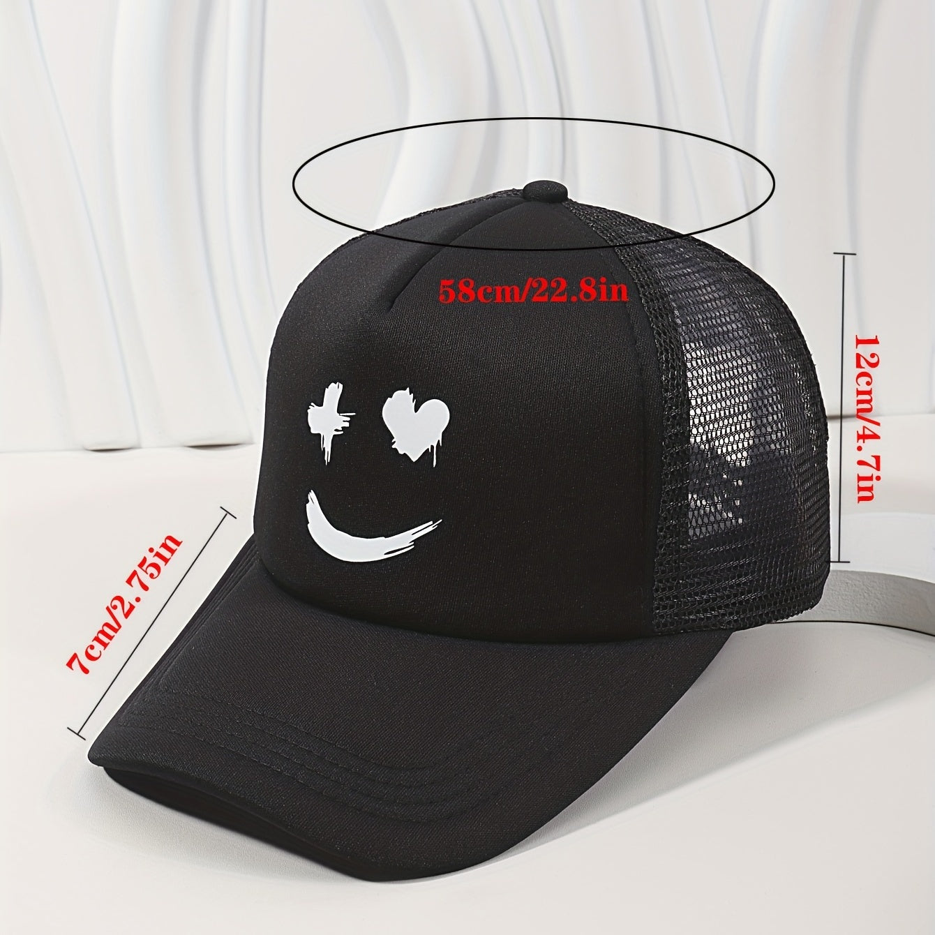 Smiling Face Hip Hop Couple Trucker Hats Baseball Cap Mesh Sunscreen Dad Hat