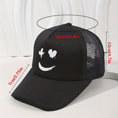 Smiling Face Hip Hop Couple Trucker Hats Baseball Cap Mesh Sunscreen Dad Hat