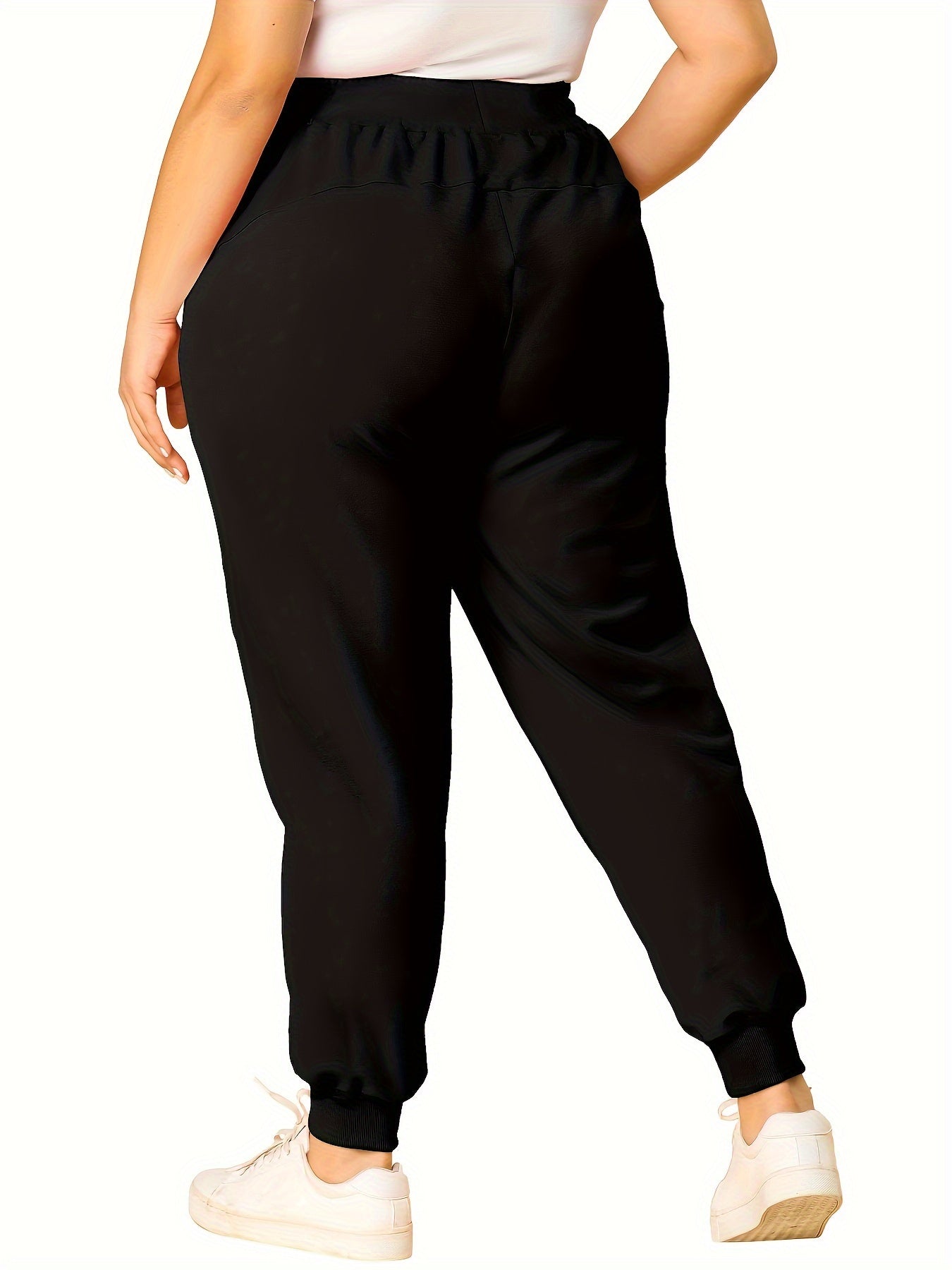  Solid Stitching High Rise Jogger Trousers