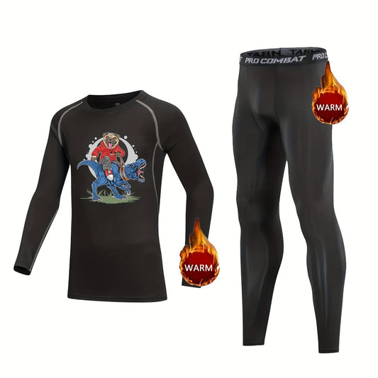 Kids Compression Fleece Sets Crew Neck Pullover & Matching Pants