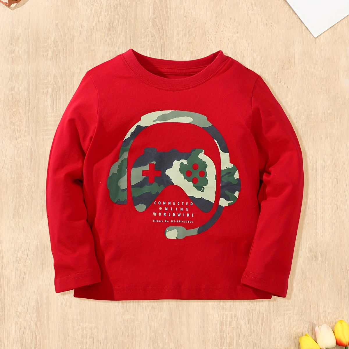 Boy's Game Controller & Headphone Graphic Long Sleeve Tee