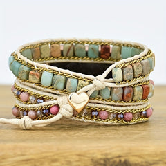 Bohemian Braided 3 Layers Red Pattern Watch Band