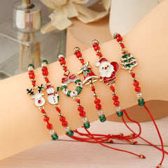 6 Festive Christmas Charm Bracelets - Red and Green Holiday Fashion