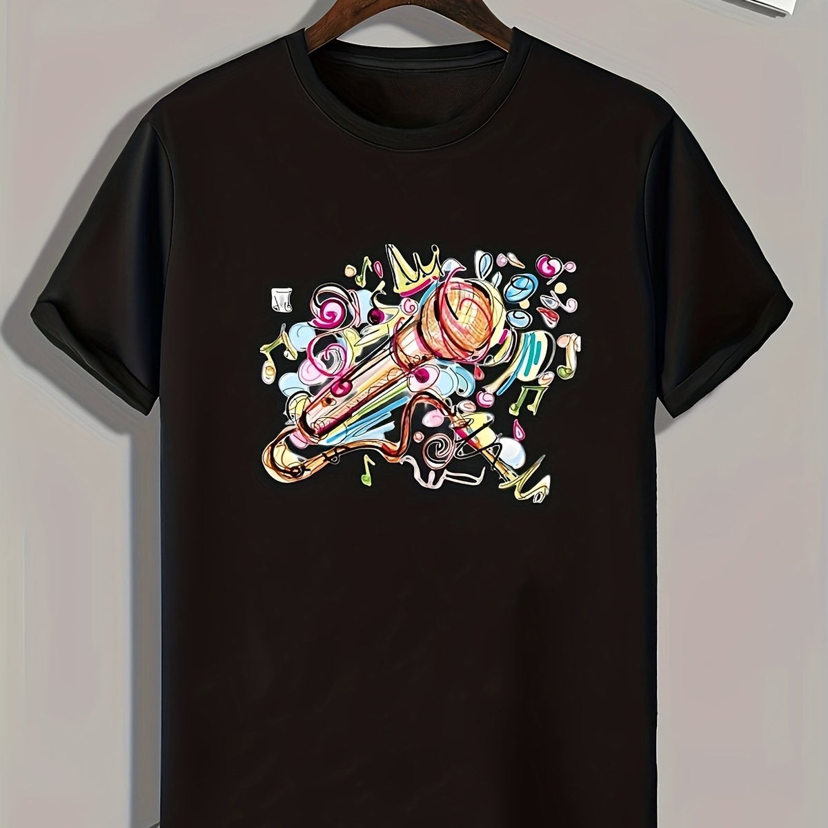 Microphone Print Men's Graphic T-Shirt for Summer