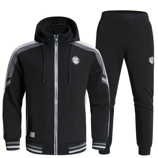 Men's Zip Up Hoodie Joggers Set for Fitness