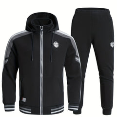 Men's Zip Up Hoodie Joggers Set for Fitness