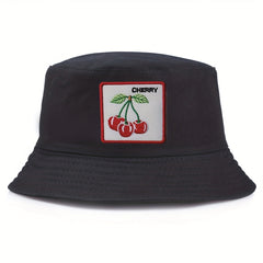 Reversible Cherry Embroidery Bucket Hat