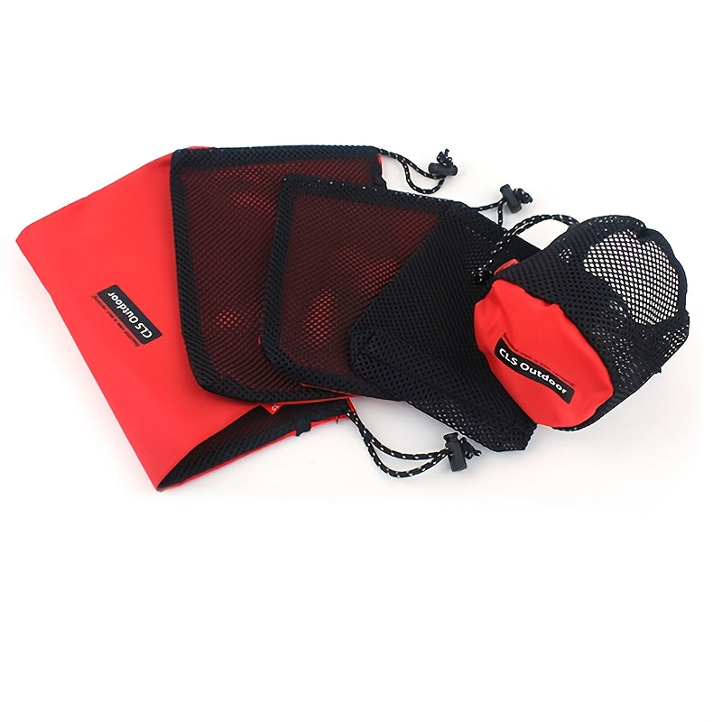 5pcs Red Travel Storage Bag Set Cosmetic Mesh Bag