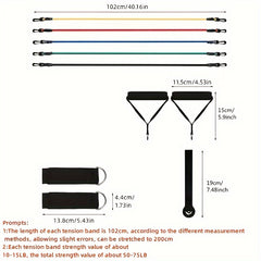 11pcs Resistance Bands Set with Door Anchor and Storage Bag