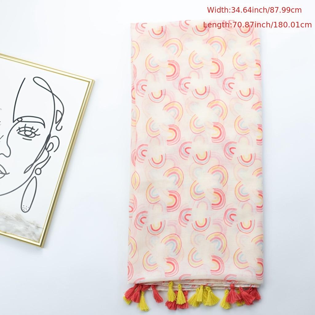 Boho Floral Print Scarf Tassel Shawl Women Voile Sunscreen Head Wrap