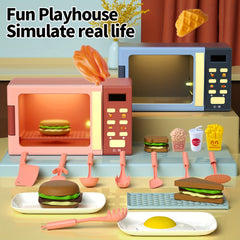Kids Mini Kitchen Microwave Oven Set DIY Cooking Learning for Boys and Girls 3+