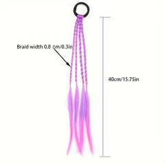 6pcs Fantasy Hair Extensions Set Braids Ponytail with Elastics