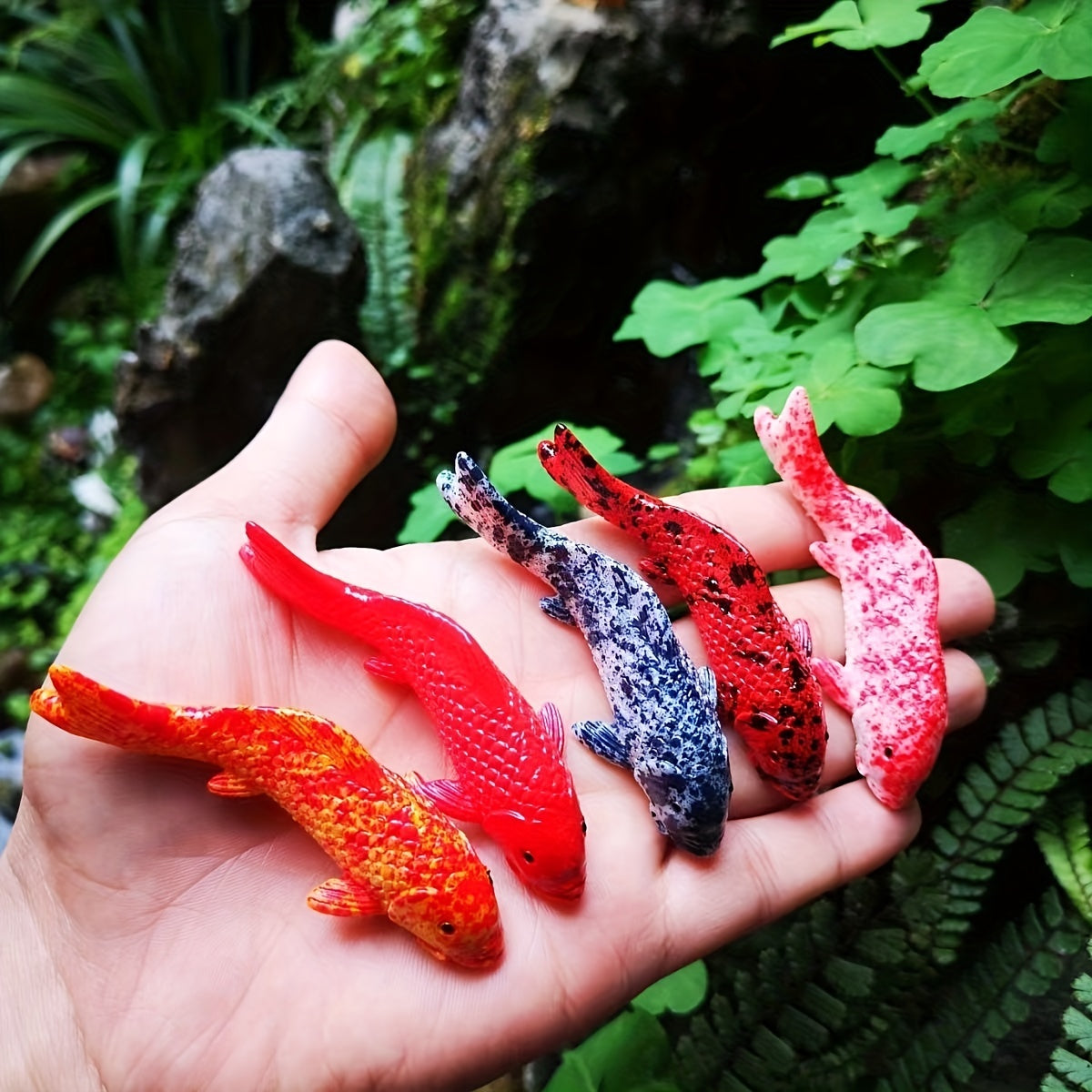 Resin Koi Carp Fishbowl Model Statue for Aquarium Garden Decor