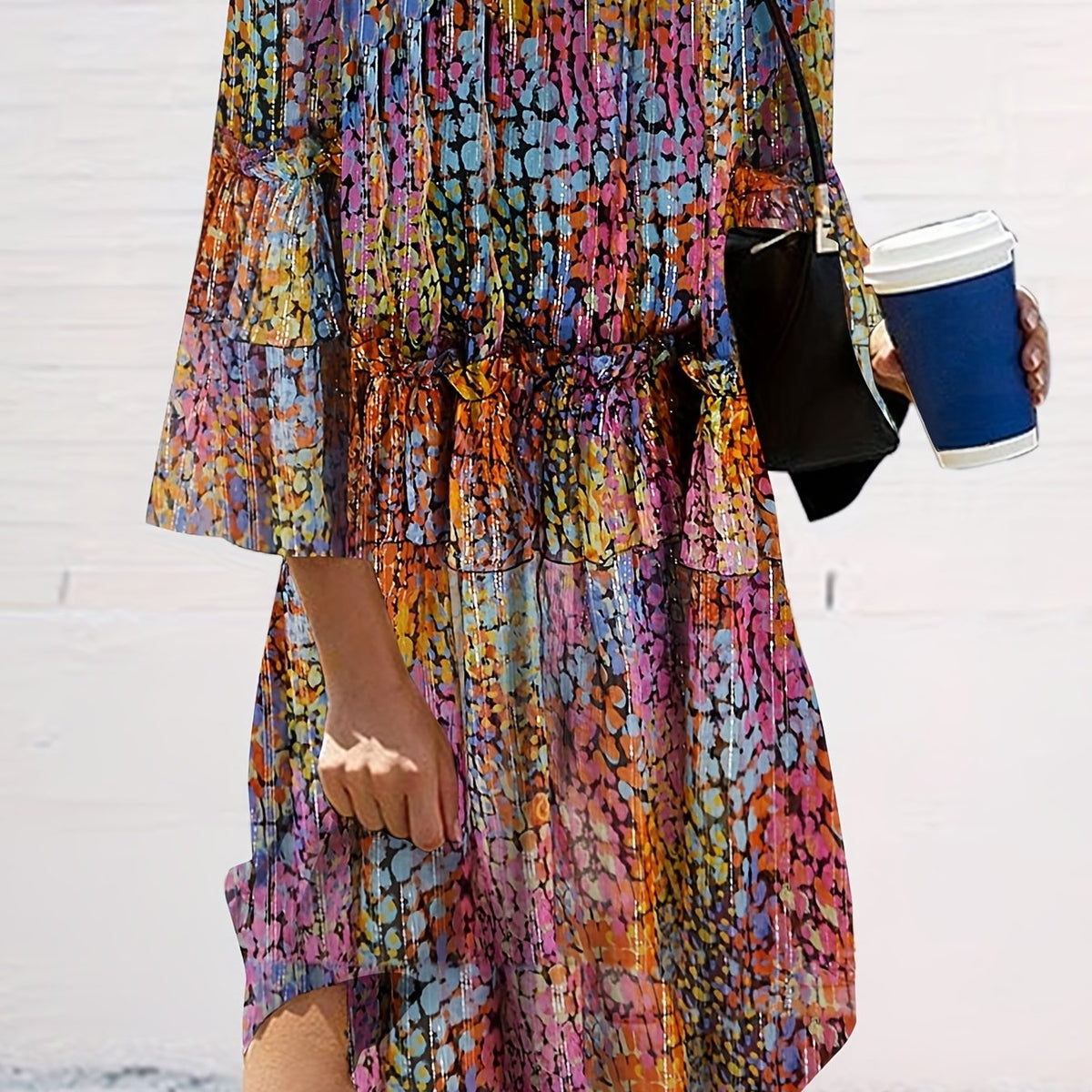  Casual Dress Women's Plus Painting Half Sleeve Round Neck Mini Tee Dre