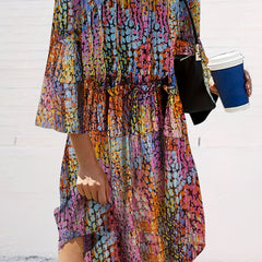  Casual Dress Women's Plus Painting Half Sleeve Round Neck Mini Tee Dre