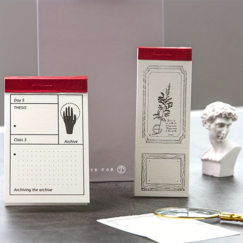 Retro Tearable Memo Book Floral Grid Message Note Pad