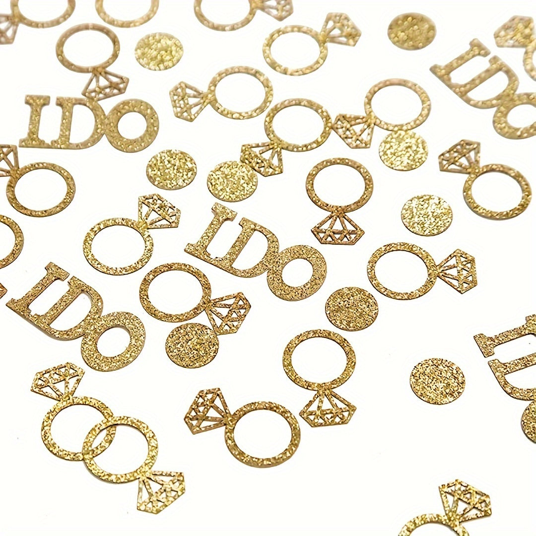 100pcs Mixed Golden Wedding Table Confetti Sparkly Paper Diamond Ring Confetti