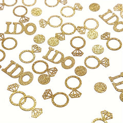 100pcs Mixed Golden Wedding Table Confetti Sparkly Paper Diamond Ring Confetti