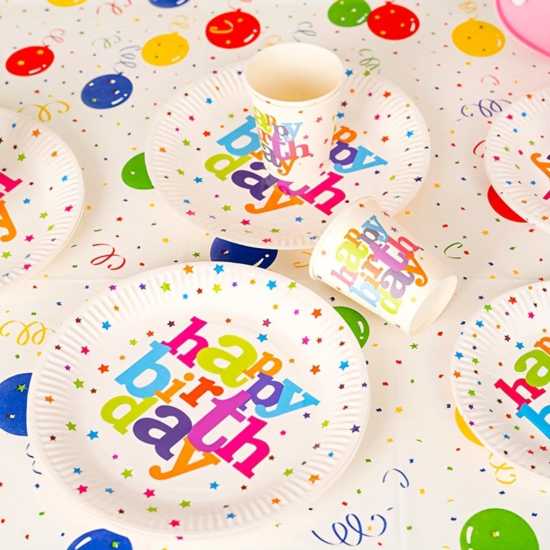 Colorful Balloon Party Tableware Set for Birthday Party Camping Picnic