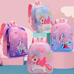 Kids Mermaid Pony Backpack School Bag Lightweight Spine Protection