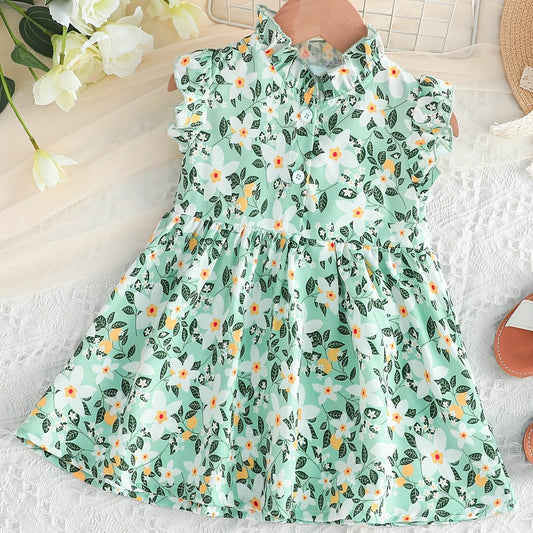 Baby Girls Floral Print Sleeveless Dress for Summer