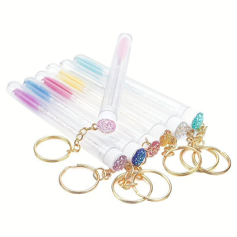 Mascara Wands Crystal Eyelash Spoolies Eyebrow Brush Reusable Key Chain Tube