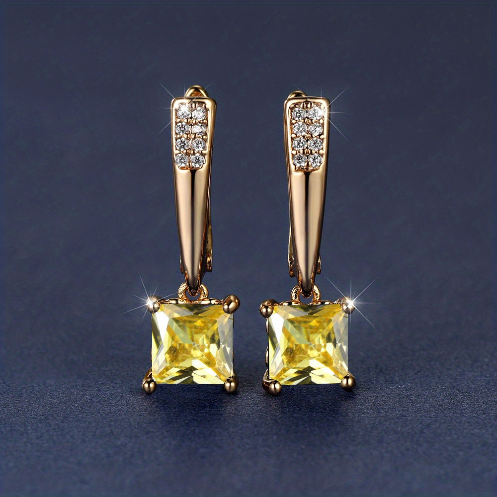Emerald Earrings 18K Plated Ornament For Women Daily Decor Jewelry
