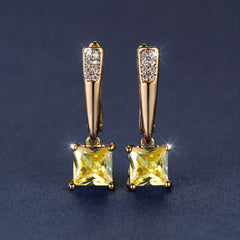 Emerald Earrings 18K Plated Ornament For Women Daily Decor Jewelry