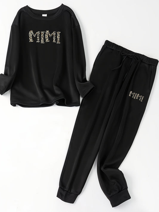 Leopard Print Lounge Set Long Sleeve Top & Joggers Pajamas