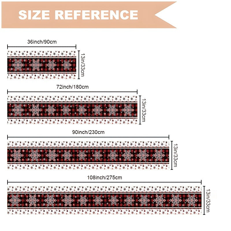 Snowflake Plaid Table Runner Festive Christmas Decor for Home & Parties