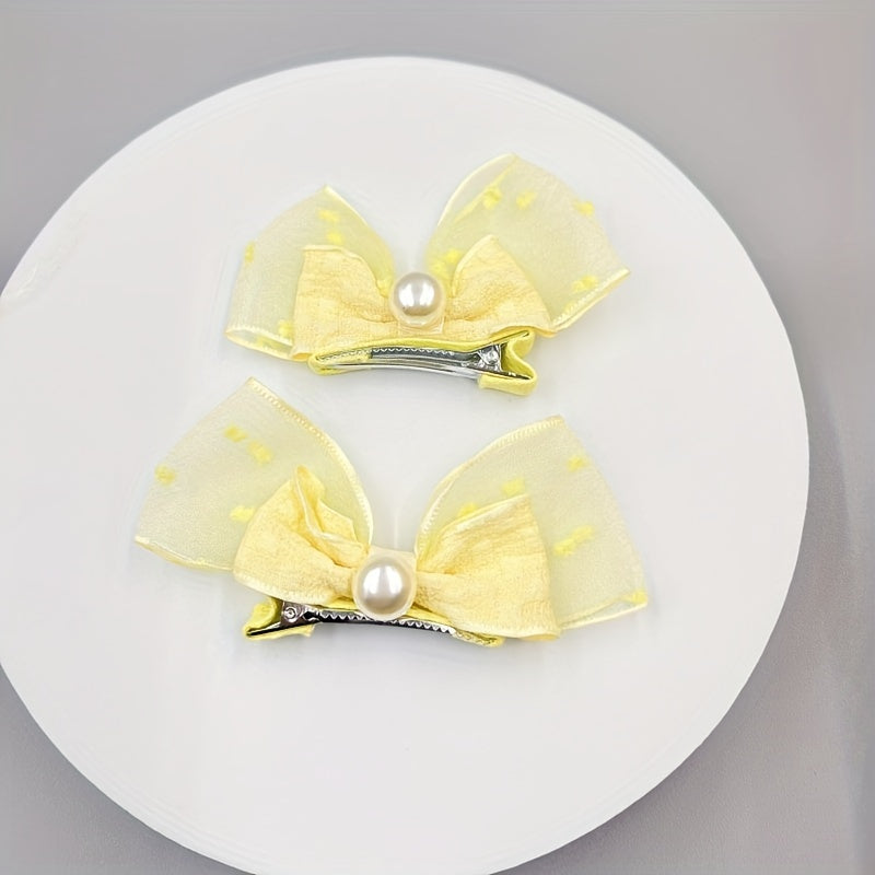2pcs Baby Girls Mesh Bow Hair Clips Princess Headwear Hair Accessories