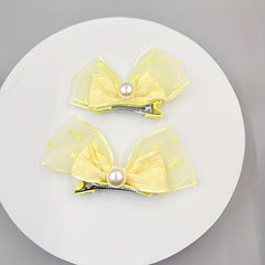 2pcs Baby Girls Mesh Bow Hair Clips Princess Headwear Hair Accessories