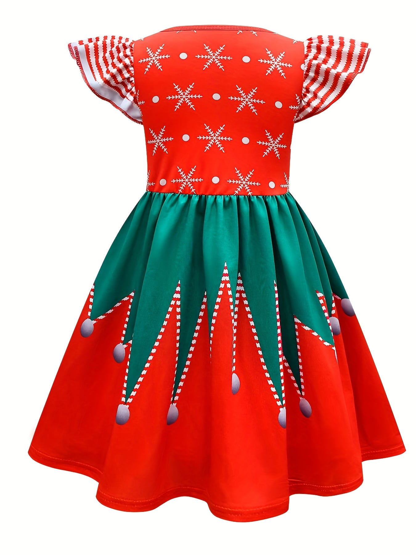 Girl's Christmas Costume Snowflake A-line Dress Kids Clothes For Party
