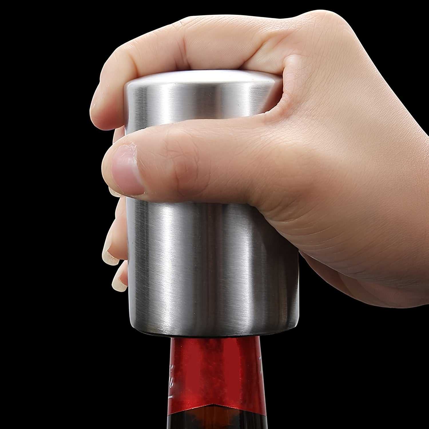 Automatic Beer Bottle Opener Push Down Stainless Steel Magnet Catching
