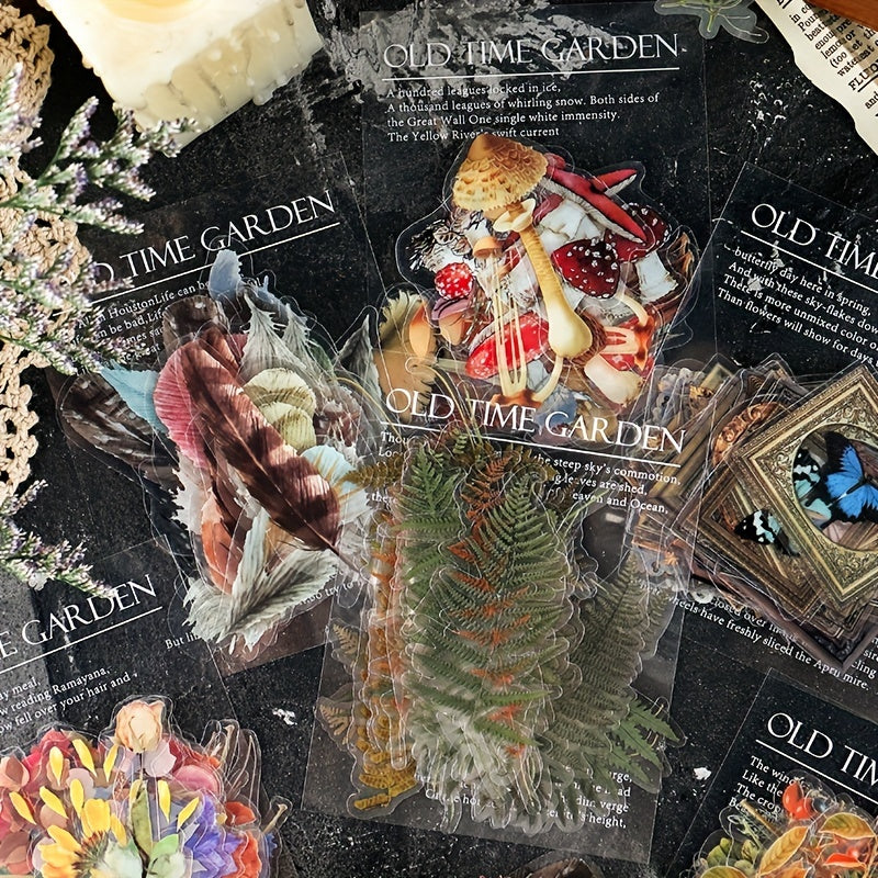 40pcs Vintage Plant Collage Stickers for Scrapbooking DIY Material