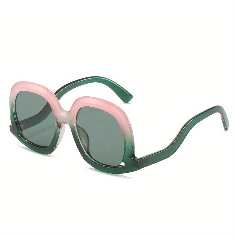 Y2K Oval Block Sunglasses Large Gradient UV400