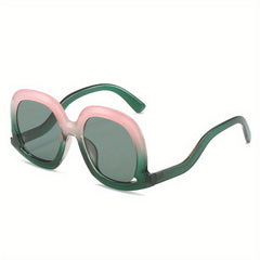 Y2K Oval Block Sunglasses Large Gradient UV400