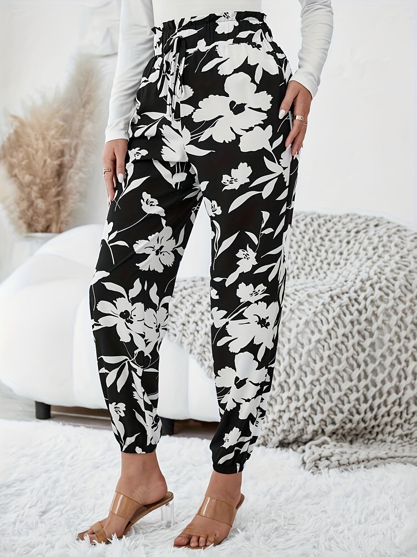 Women's Plus Floral High Rise Joggers