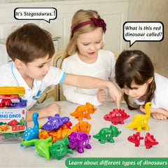 Dinosaur Pairing Toy Alphabet Number Pattern with Storage Bucket