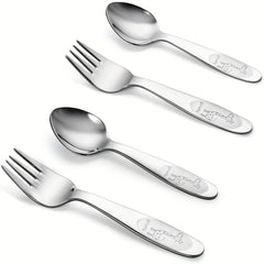 4pcs Toddler Utensil Sets 18 8 Stainless Steel Toddler Spoons And Forks