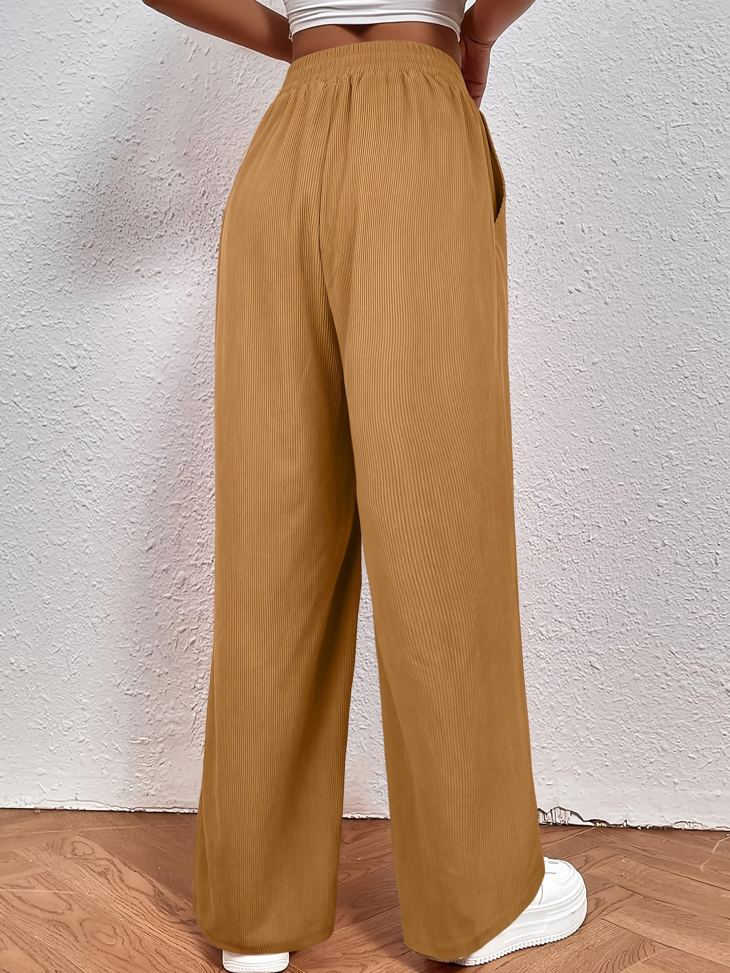 High Waist Corduroy Wide Leg Pants