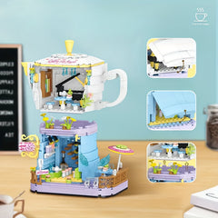 1000 pcs Mocha House Coffee Shop Building Blocks Home Decor Year Gift