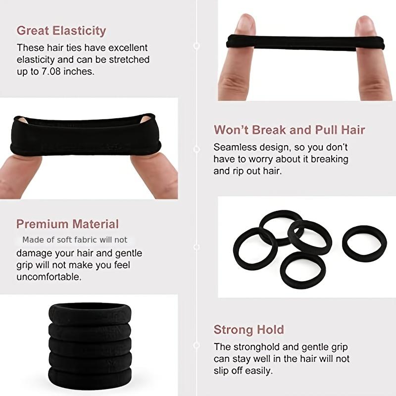 100pcs Seamless Brown Hair Ties Ponytail Holders Accessories for Thick Hair
