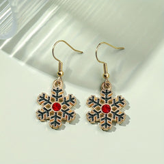Christmas Snowflake Earrings with Artificial Diamond - Dripping Earrings