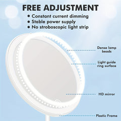 Portable LED Makeup Mirror Touch Control USB Rechargeable Brightness Adjustable